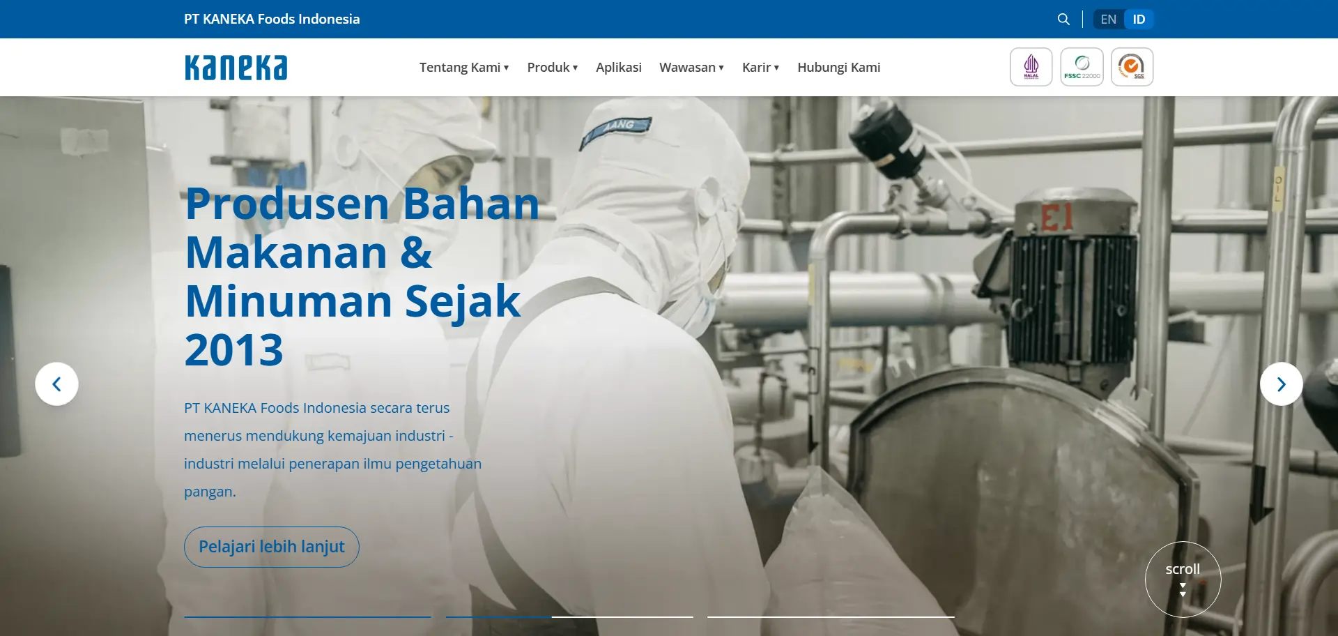 Screenshot Website Kaneka Foods Indonesia